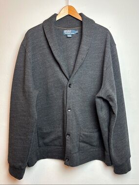 Polo Ralph Lauren Men’s XXL Dark Heather Gray Shawl Collar Cardigan Sweater